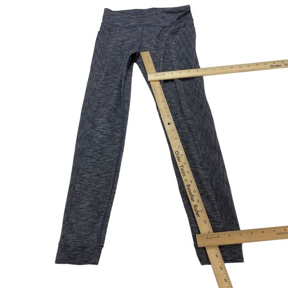 Athleta Girl School Day Ribbed Tight Leggings XL Gray Stretch Logo Elastic Waist - Picture 3 of 15